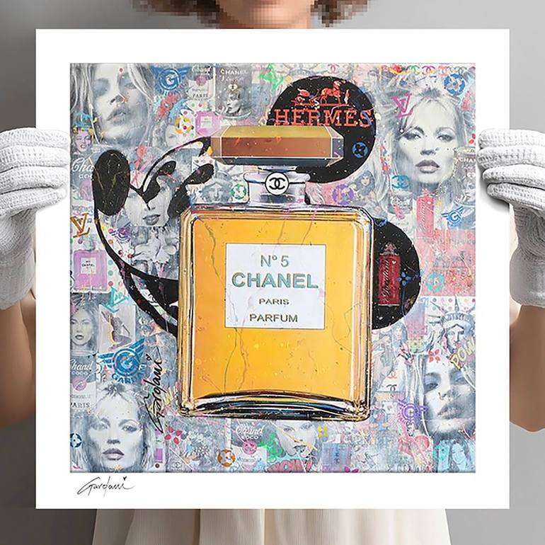 Original Fashion Printmaking by Gardani Art | Pop Art Art on Canvas | Chanel Paris Parfum Mickey - Canvas-Limited Edition Giclee Print