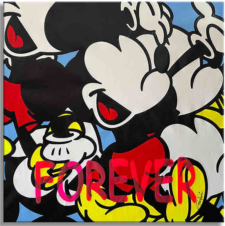Original Cartoon Painting by Gardani Art Pop Art Art on Canvas Mickey Forever Original Painting on Canvas
