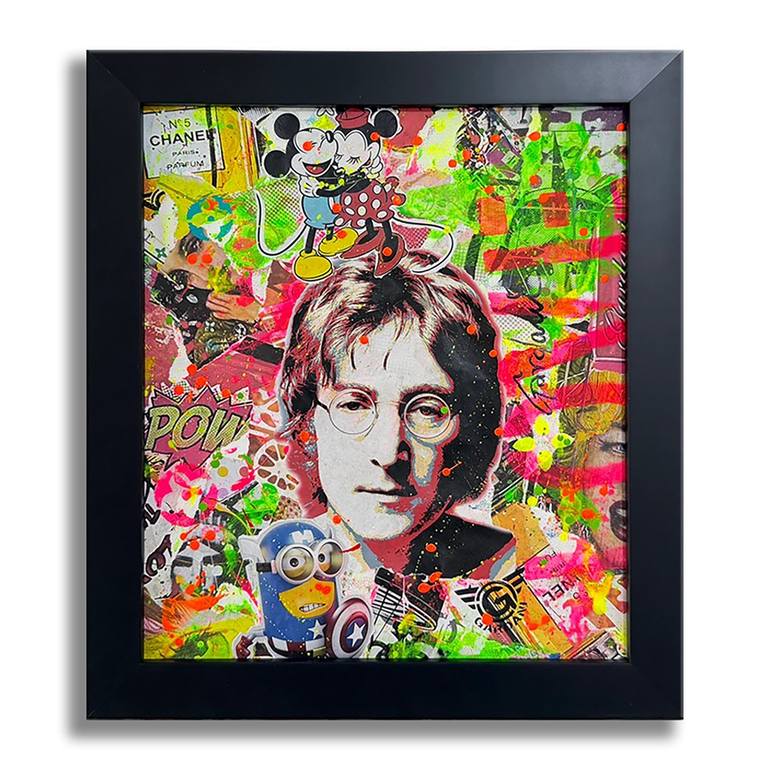 Original Pop CultureCelebrity Painting by Gardani Art Pop Art Art on Canvas John Lennon Peace Original Painting on Canvas