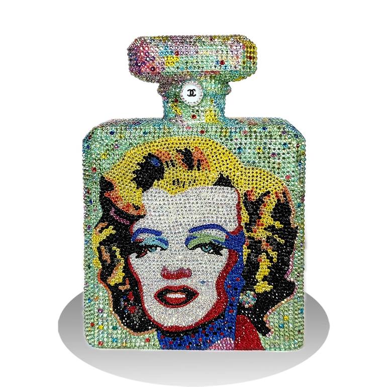Original Pop CultureCelebrity Sculpture by Gardani Art Pop Art Art on Fiberglass Chanel Marilyn Charm Original Swarovski Sculpture