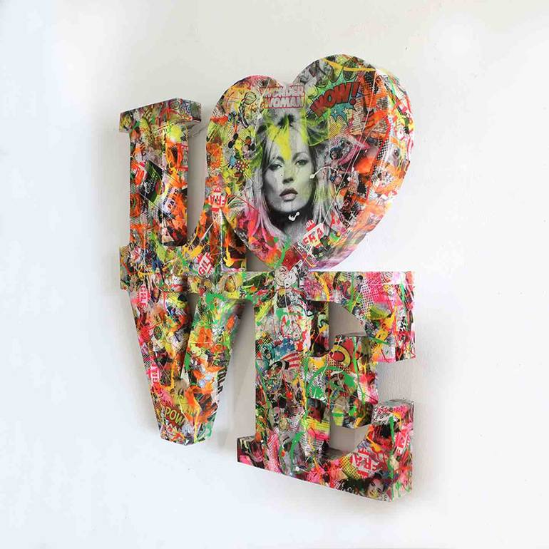 Original Pop Art Love Sculpture by GARDANI ART