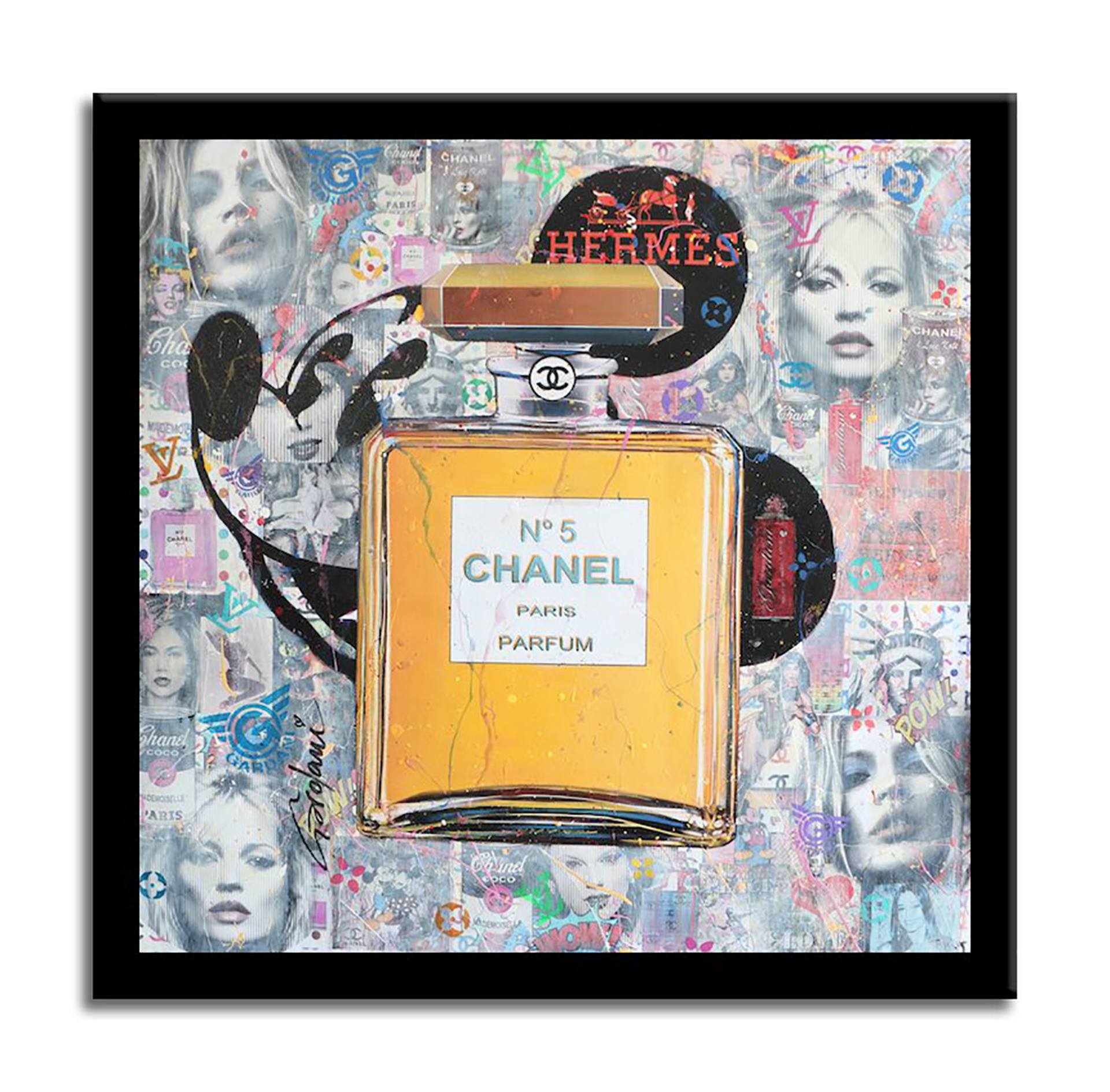 Mickey offre le parfum Chanel n°5 à Minnie by Patrick Cornée (2023) :  Painting Acrylic, Oil on Canvas - SINGULART