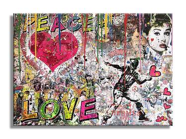 Peace Plus Love - Original Painting on Canvas thumb