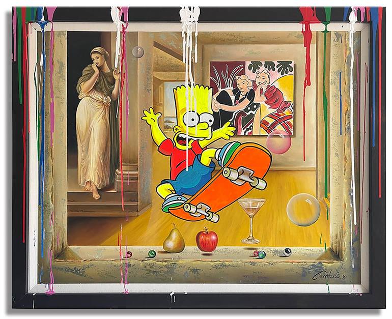 Bart escaping from the Conversation – Original Painting on Canvas