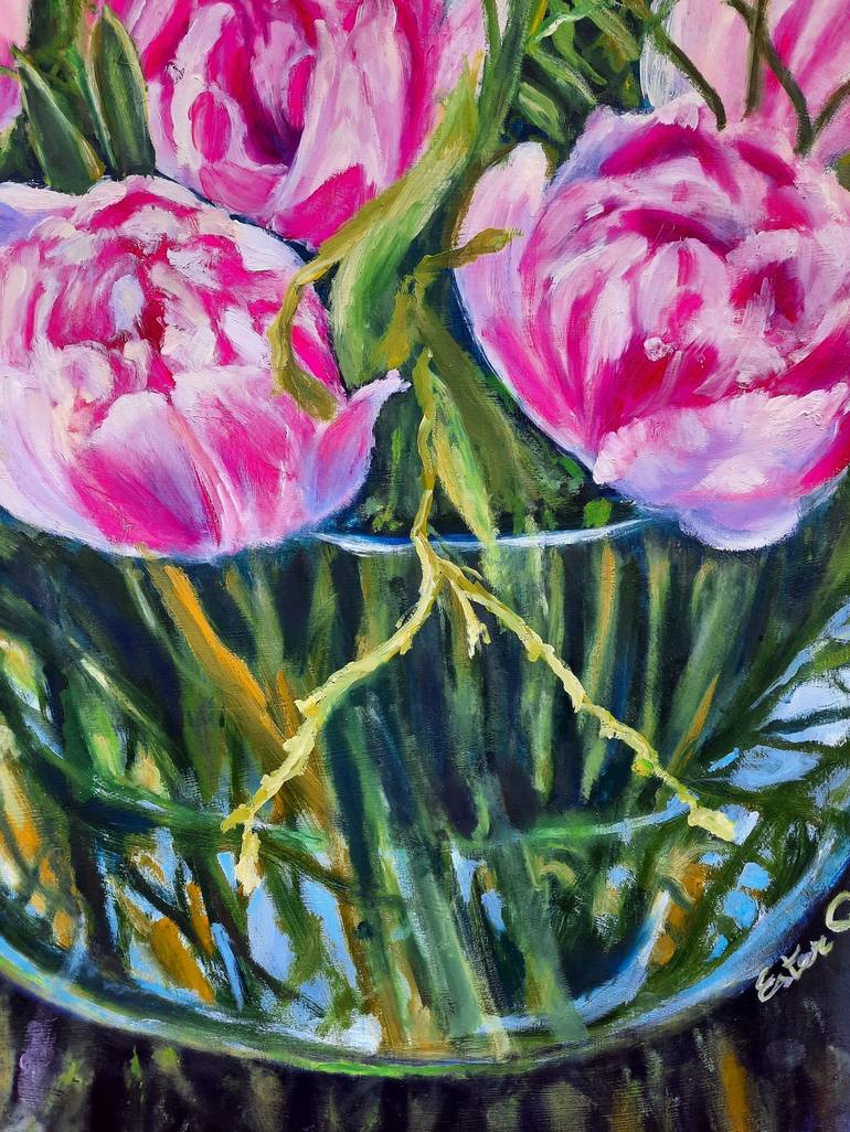 Original Impressionism Floral Painting by Ester Q
