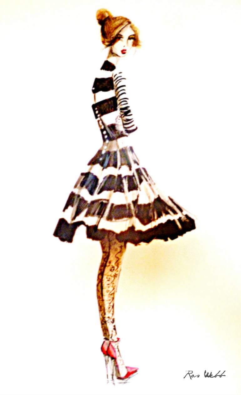 Original Figurative Fashion Collage by Ros Webb