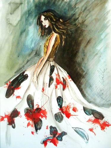 Original Figurative Fashion Paintings by Ros Webb