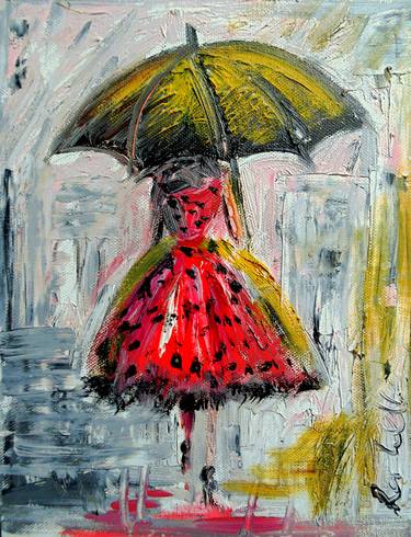 Red Dress in the Rain thumb