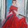 I love painting evening gowns and if they are red even better!