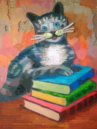 Cat and books thumb