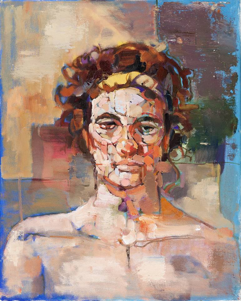 Head (Blue Studio II) Painting by Bruce Garrity | Saatchi Art