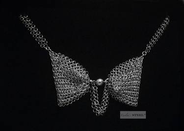 "Steel Pearl" Bow Tie Necklace thumb