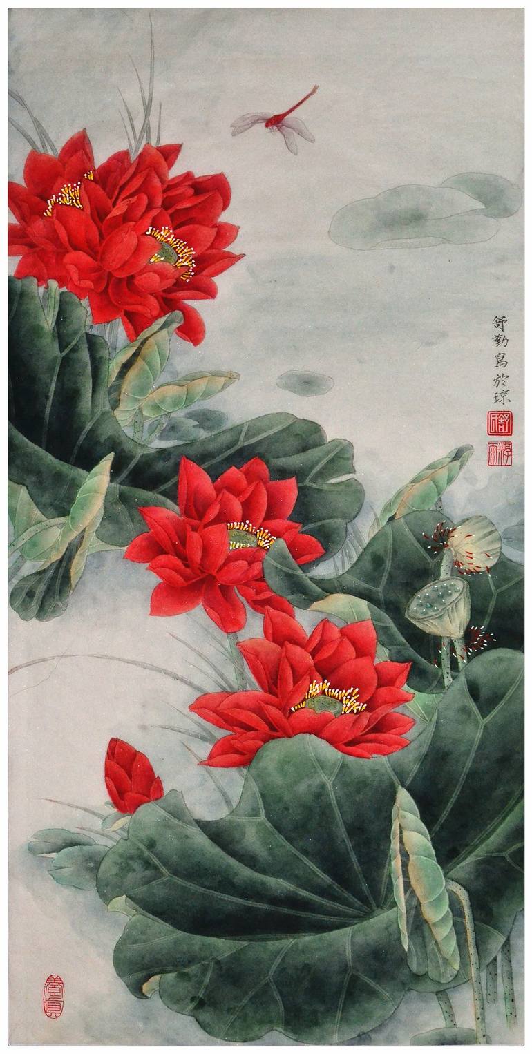 red chinese flowers