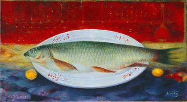 Print of Fish Paintings by Besik Arbolishvili
