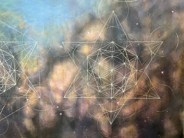 Original Geometric Outer Space Painting by Zsuzsa Sztruhár