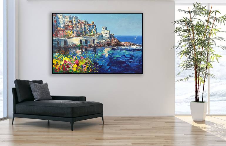 Original Impressionism Beach Painting by Agostino Veroni