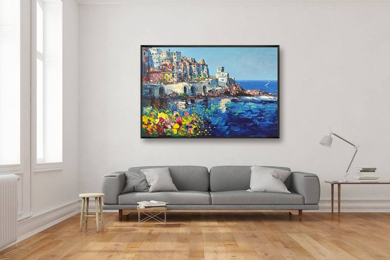 Original Impressionism Beach Painting by Agostino Veroni