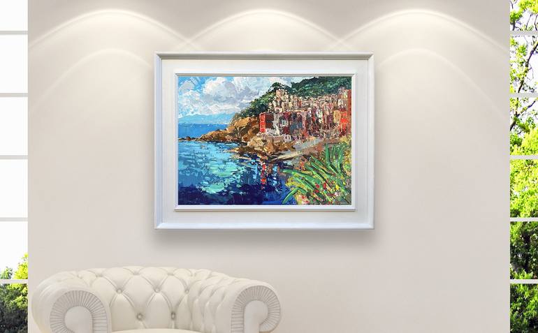 Original Impressionism Beach Painting by Agostino Veroni