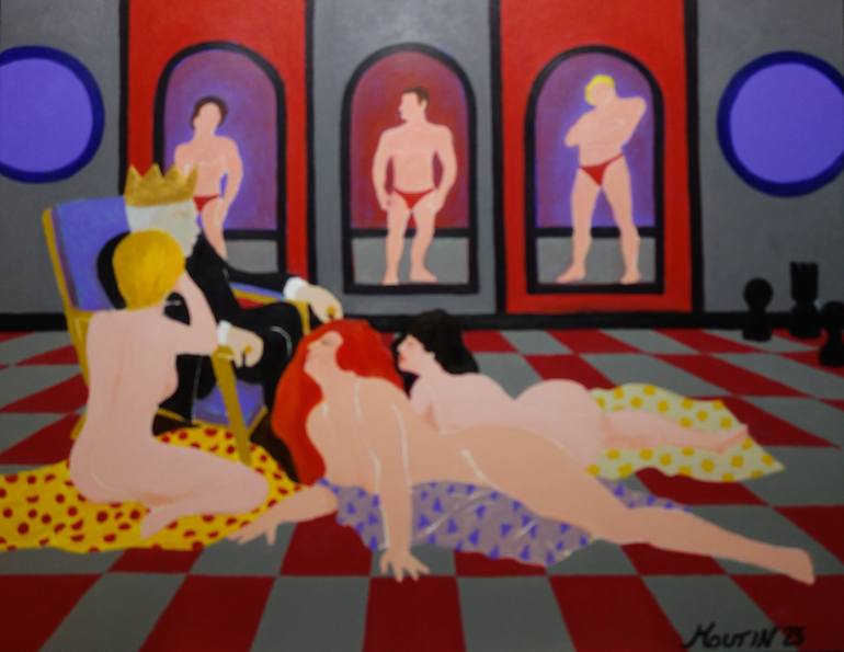 Original Figurative Erotic Painting by Bernard Moutin