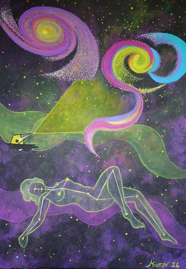 Original Figurative Outer Space Paintings by Bernard Moutin