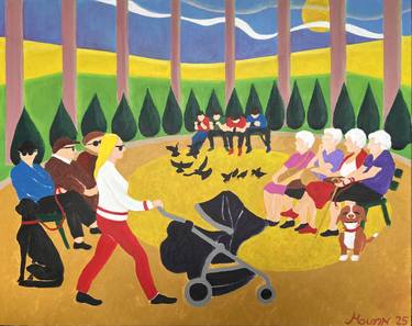 Original Figurative Garden Painting by Bernard Moutin