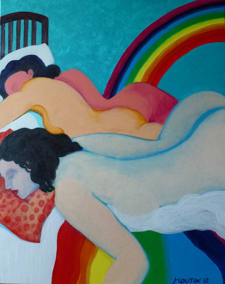 Original Pop Art Erotic Painting by Bernard Moutin