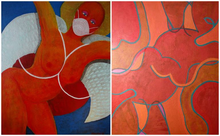 Original Pop Art Nude Painting by Bernard Moutin