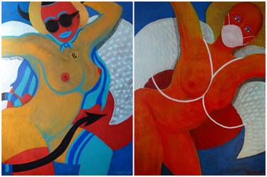 Original Pop Art Nude Paintings by Bernard Moutin