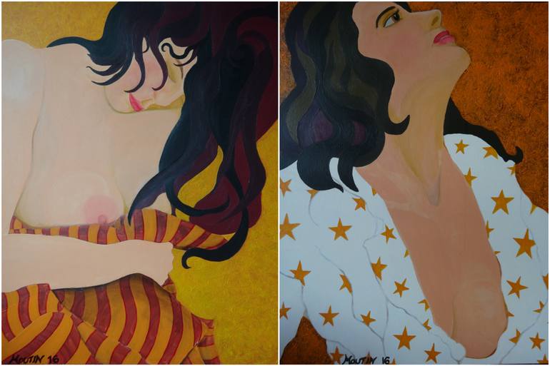 Original Figurative Erotic Painting by Bernard Moutin