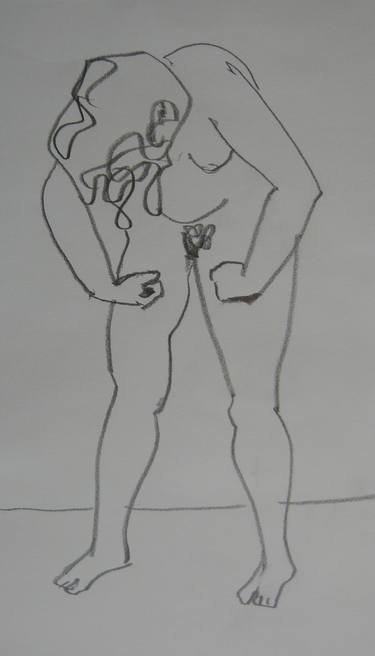 Original Figurative Nude Drawings by Bernard Moutin