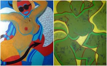 Original Abstract Nude Paintings by Bernard Moutin