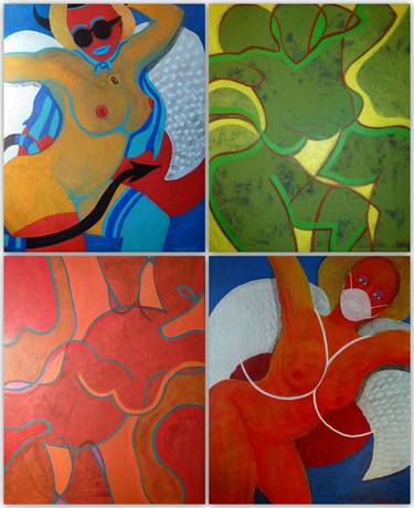 Original Abstract Nude Paintings by Bernard Moutin