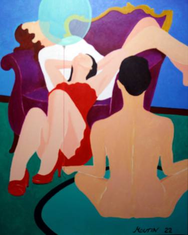 Original Art Deco Erotic Paintings by Bernard Moutin