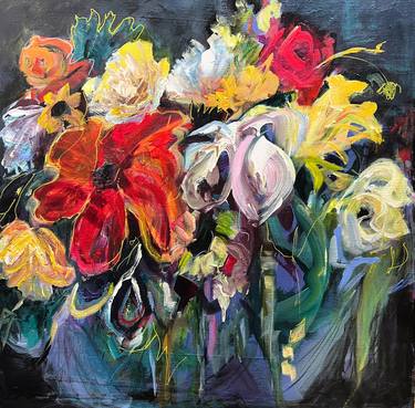 Original Abstract Expressionism Floral Paintings by Julliette Tehrani