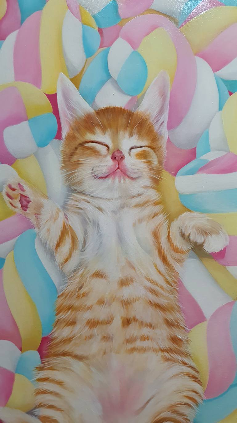 Original Conceptual Cats Painting by Hye-Jeon Kim
