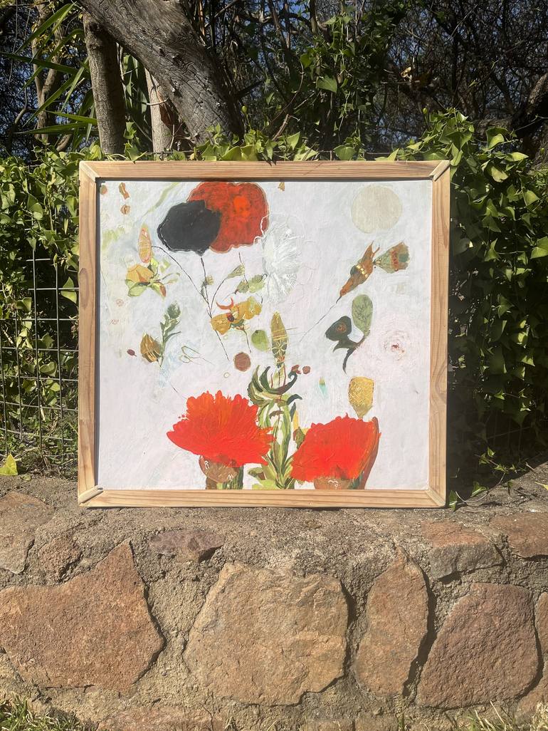 Original Abstract Floral Painting by rebecca de figueiredo