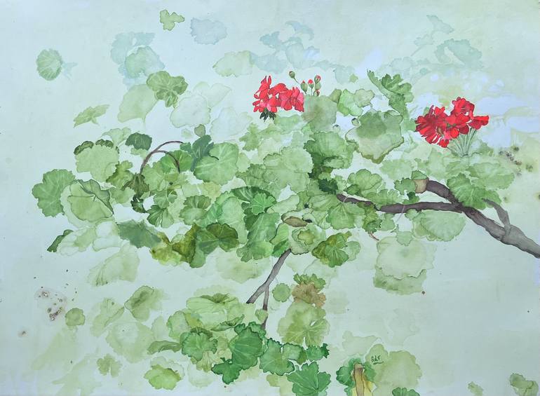 Original Floral Painting by rebecca de figueiredo