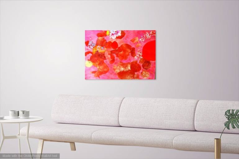 Original Abstract Floral Painting by rebecca de figueiredo