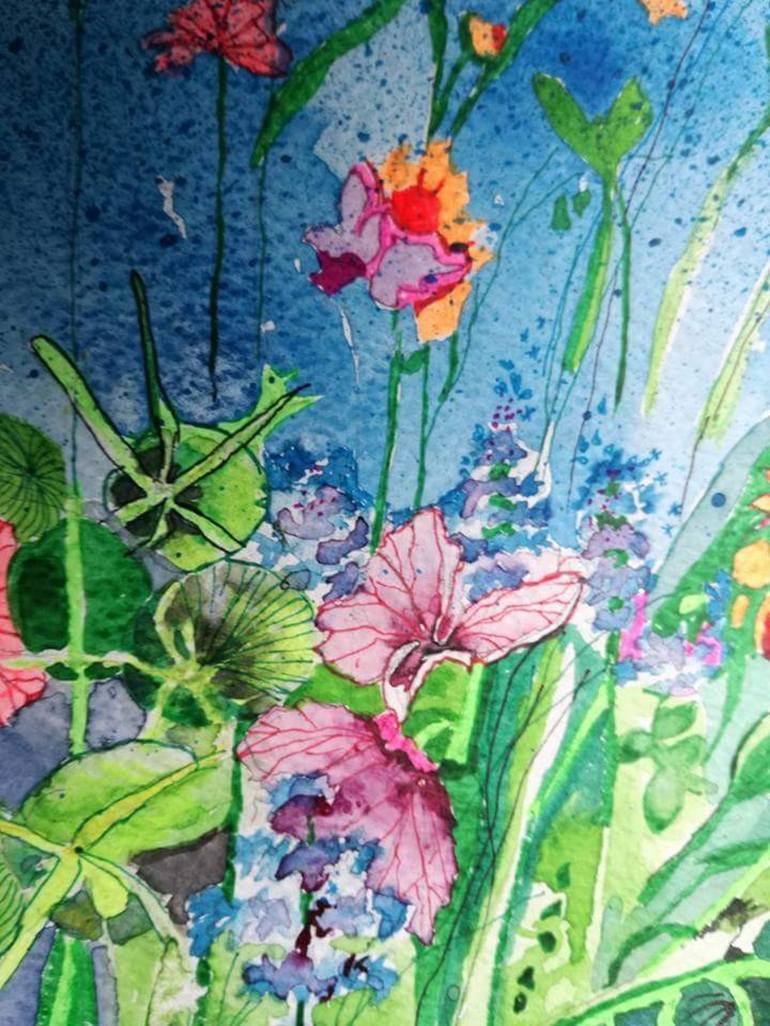 Original Floral Painting by rebecca de figueiredo