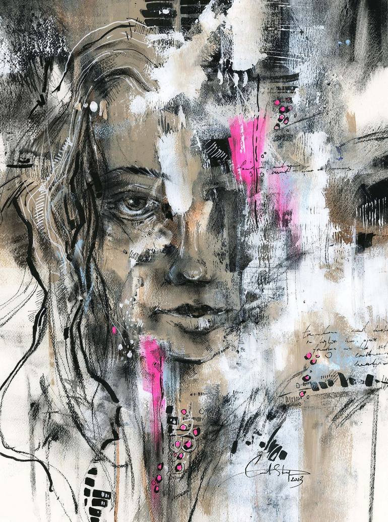 Original Abstract Portrait Painting by Sophie Rodionov