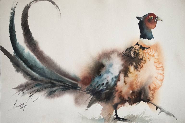 pheasant watercolor painting