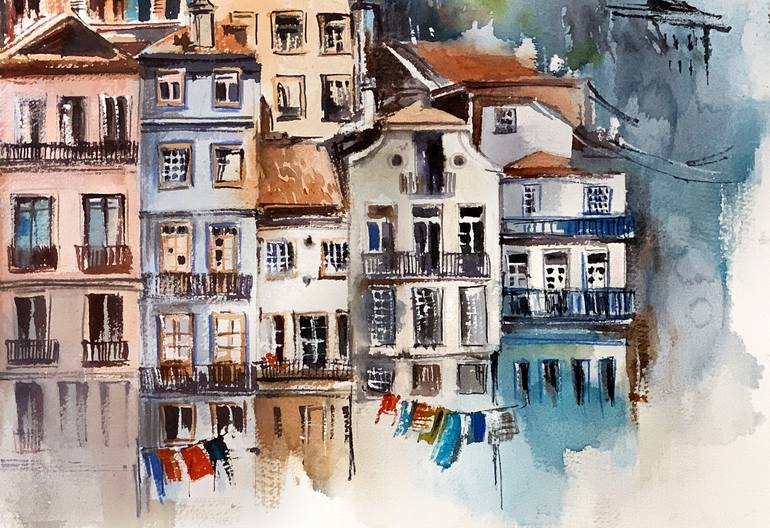 Original Fine Art Cities Painting by Sophie Rodionov