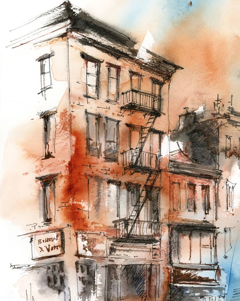 Original Impressionism Architecture Painting by Sophie Rodionov