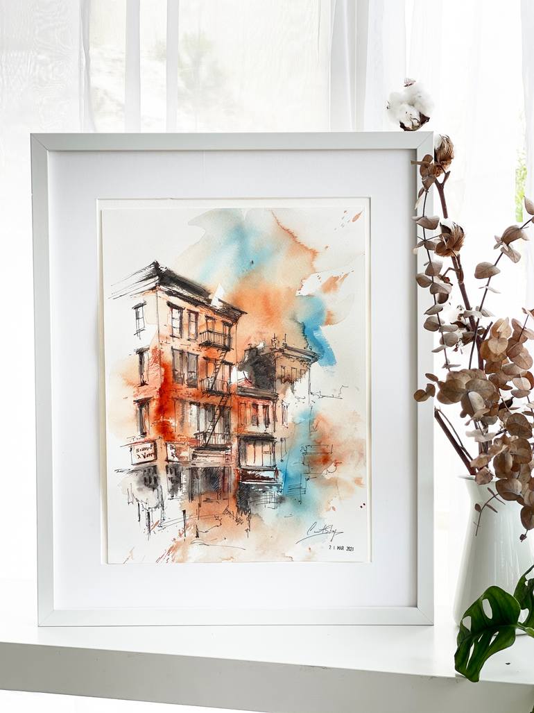 Original Impressionism Architecture Painting by Sophie Rodionov