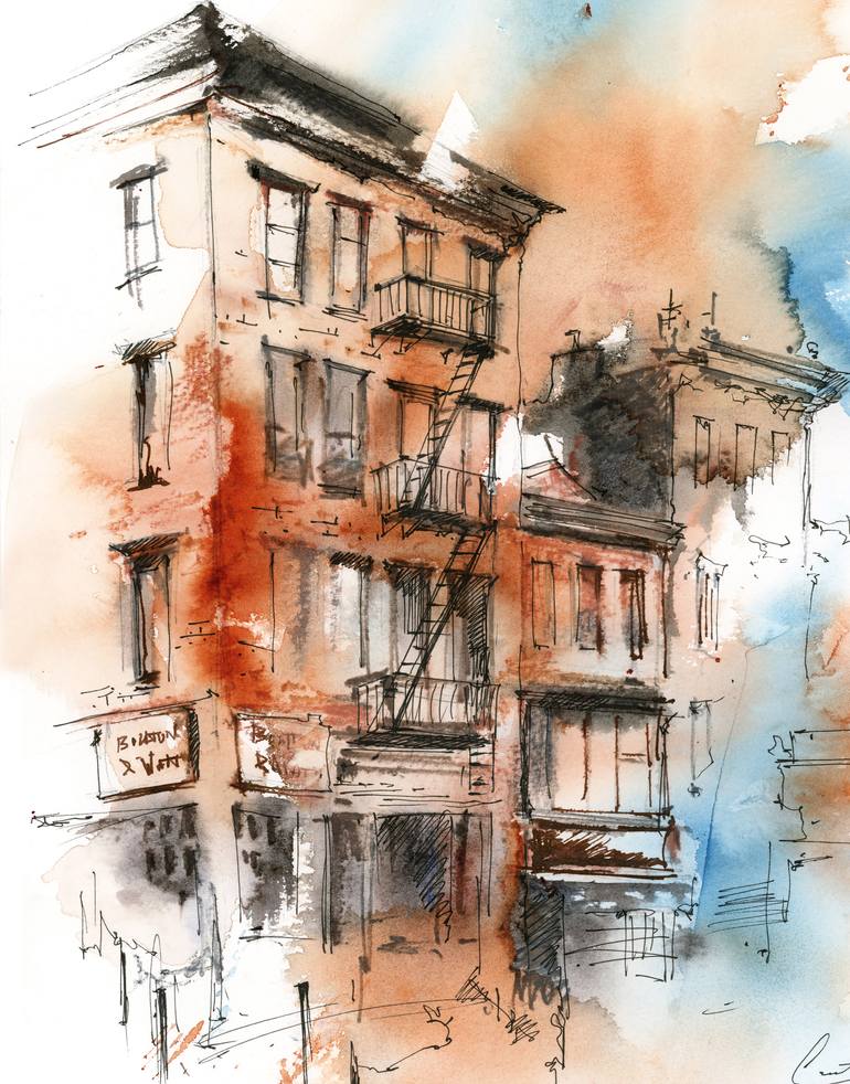 Original Impressionism Architecture Painting by Sophie Rodionov