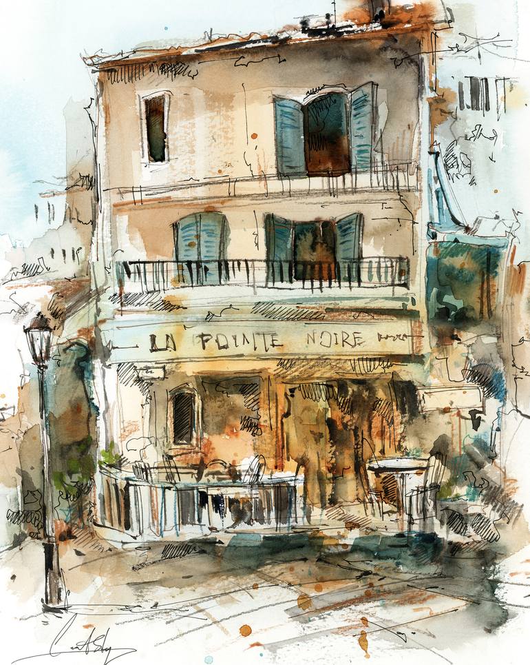 Original Illustration Architecture Painting by Sophie Rodionov