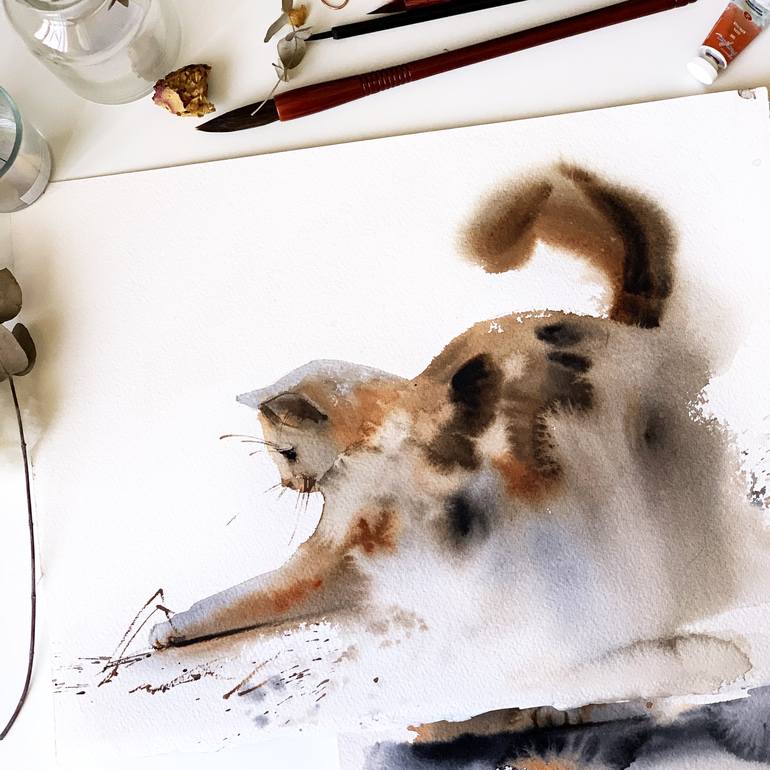 Original Impressionism Animal Painting by Sophie Rodionov