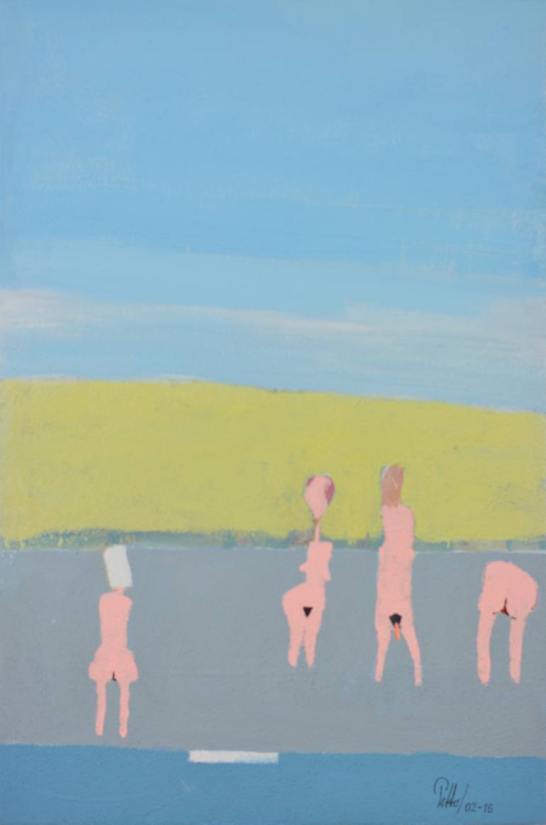 little nudists paint ''Little Girl at the Beach'' Contemporary Painting of a Little Girl on the  Beach