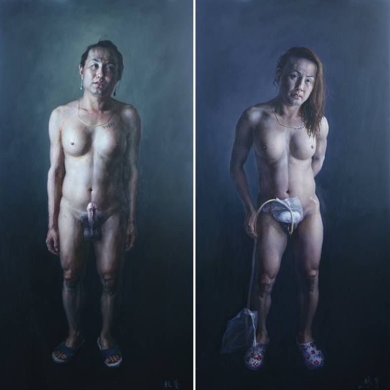 Original Realism People Painting by Yi Wei