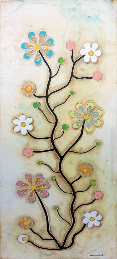 Original Art Deco Floral Paintings by Andrea Benetti